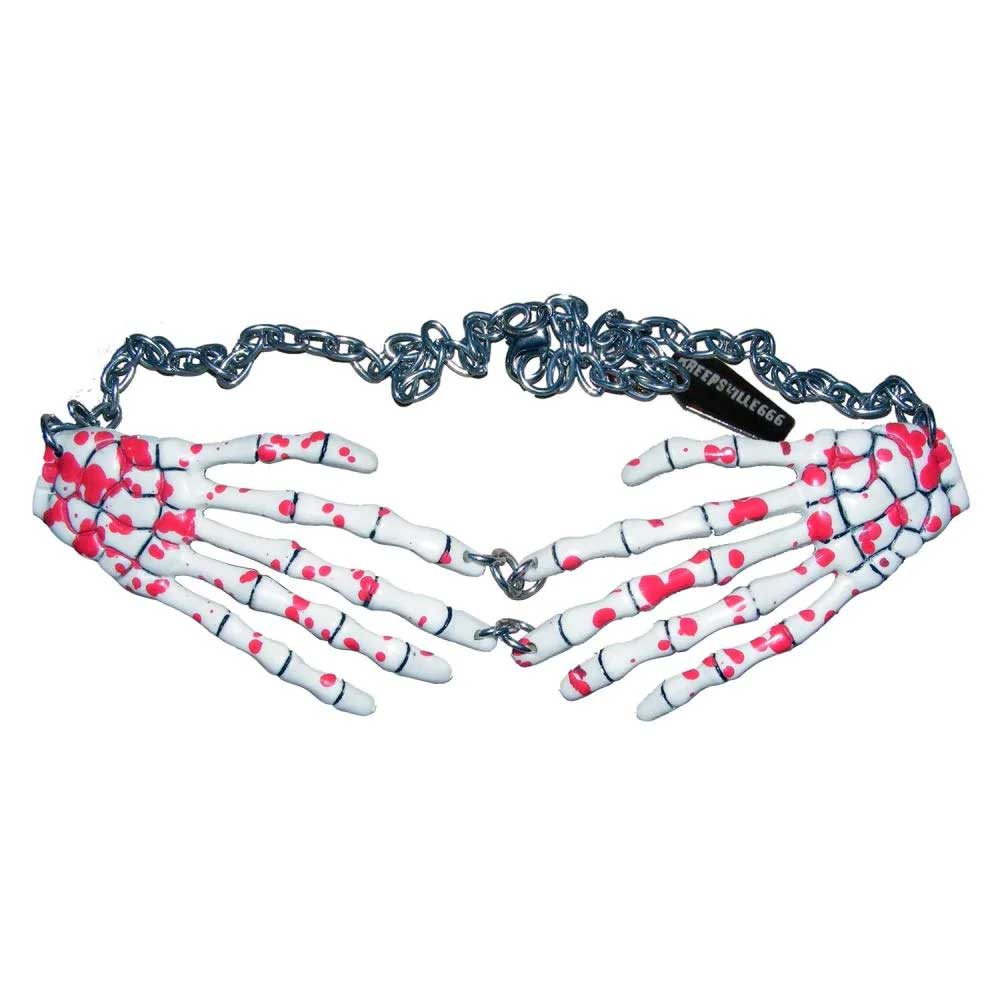 Kreepsville - Skeleton Bone Hands Bloody Necklace - White/Red